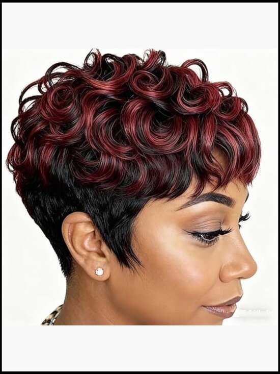 Short Pixie Cut Wig Synthetic Curly Layered Salon Quality Adjustable Cap main image 6